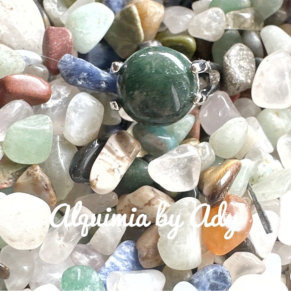GREEN MOSS AGATE SILVER RING - Picture 1 of 6